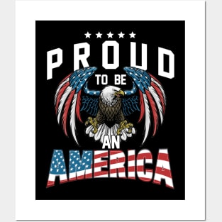 Proud To Be An American Graphic Eagle American Flag Ribbon Posters and Art